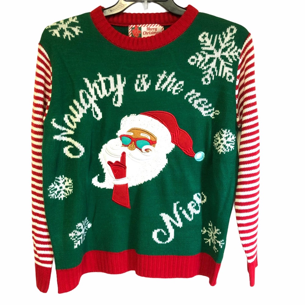 🎄 SALE!!! Great Christmas Sweater Naughty New Nice Santa M